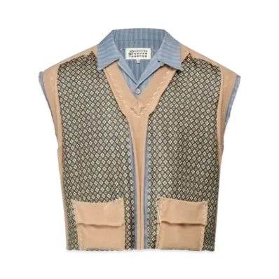Maison Margiela Spliced Seersucker Linen Shirt "Blue"