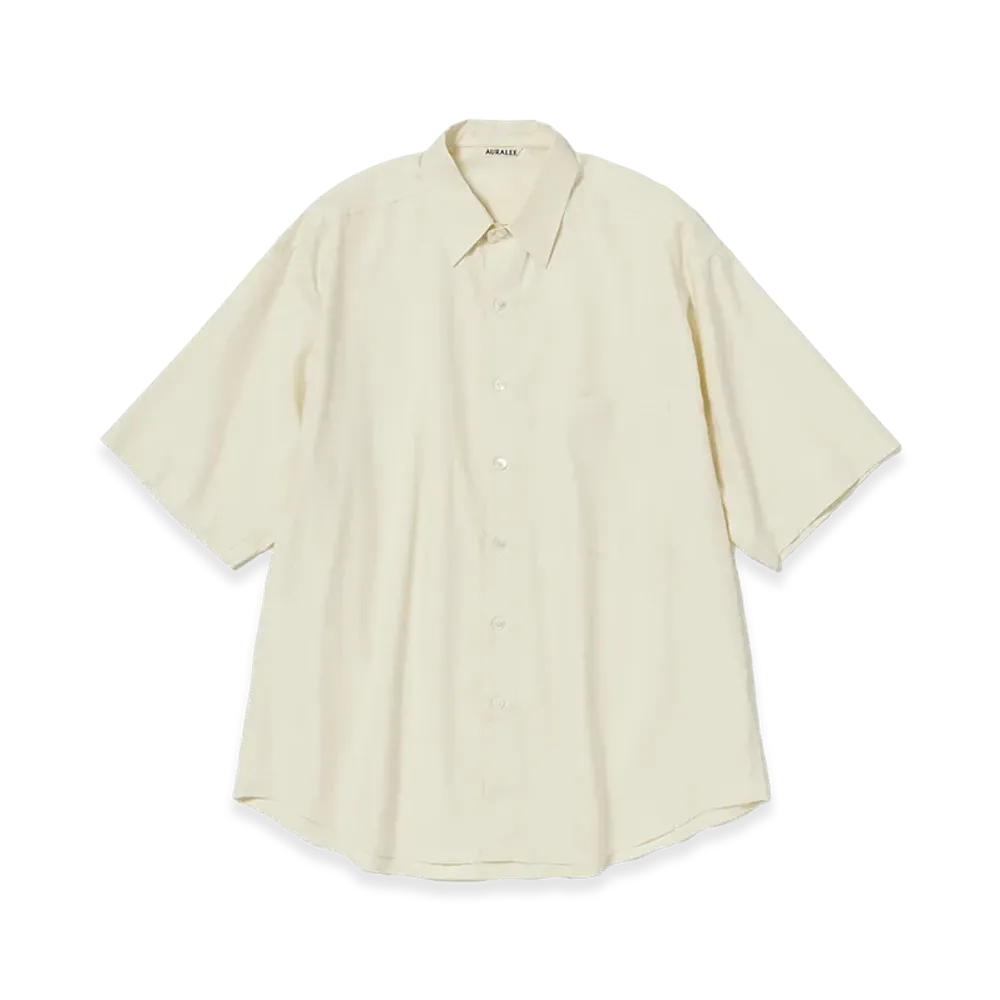AURALEE Washed Finx Twill Big Half Sleeved Shirt "Vanilla"