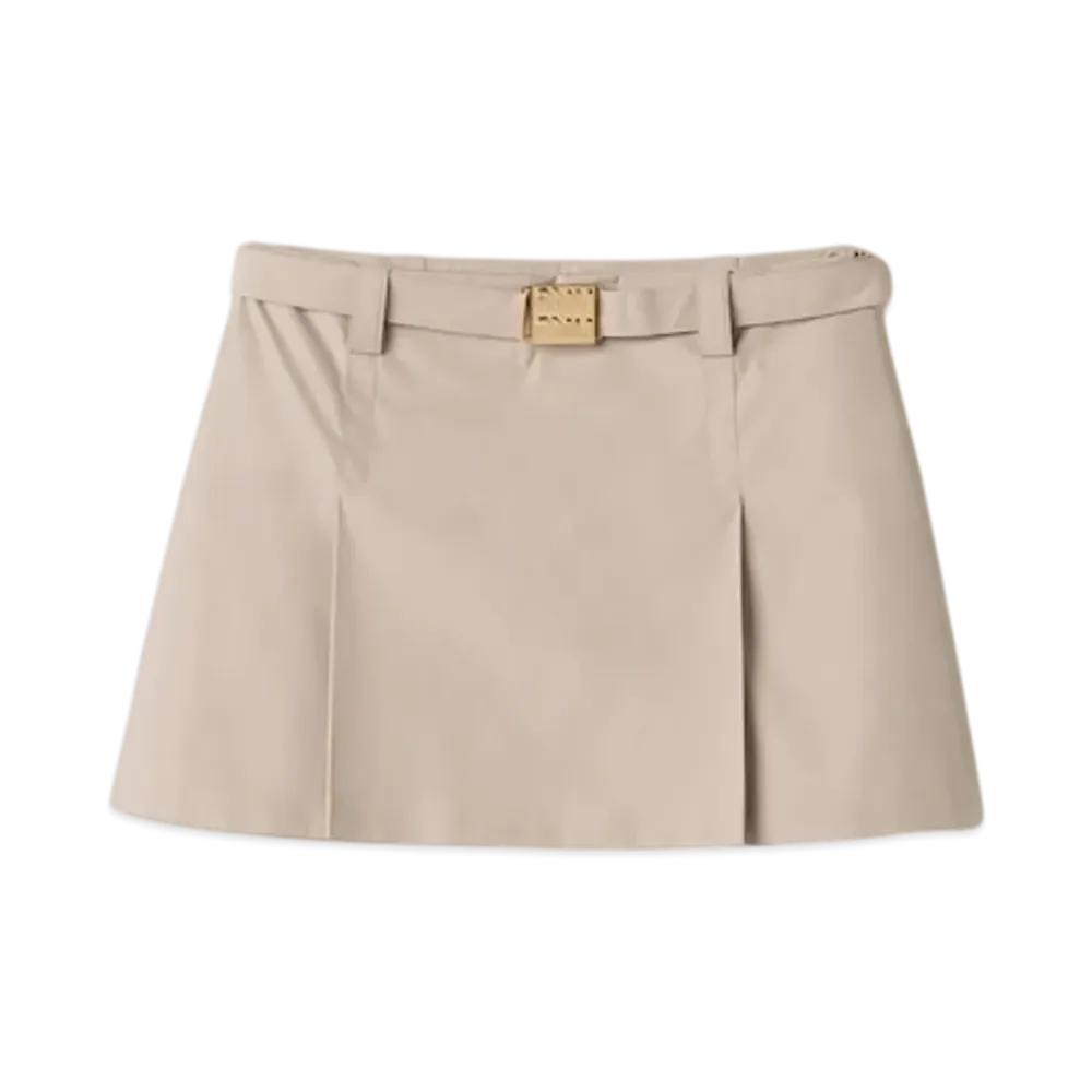 MIU MIU Women's Panama Cotton Miniskirt "Limestone"