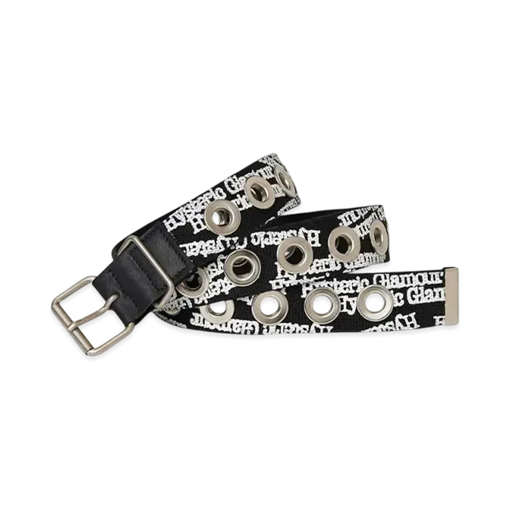 HYSTERIC GLAMOUR Type Logo Eyelet Tape Belt "Black"