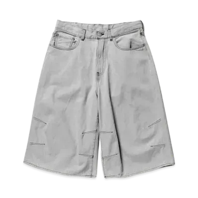 BEAMS 5 Pocket Quarter Length Wide Denim "White"