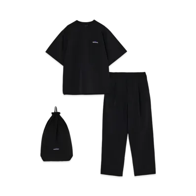 THOUSAND MILE Short Sleeve T-Shirt & Long Pants Set "Black"