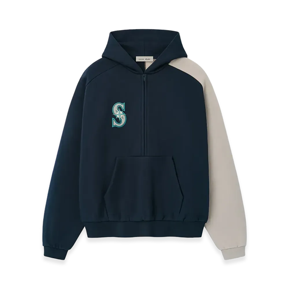 FEAR OF GOD ESSENTIALS Mariners Raglan Half Zip Sport Hoodie "Dark Sapphire"