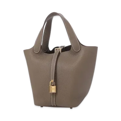 Hermes Picotin Lock 18/PM Taurillon Clemence "Etoupe/Gold"