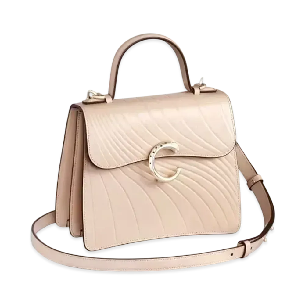 Cartier Small Model Top Handle Bag, Panthere de Cartier "Light Beige"