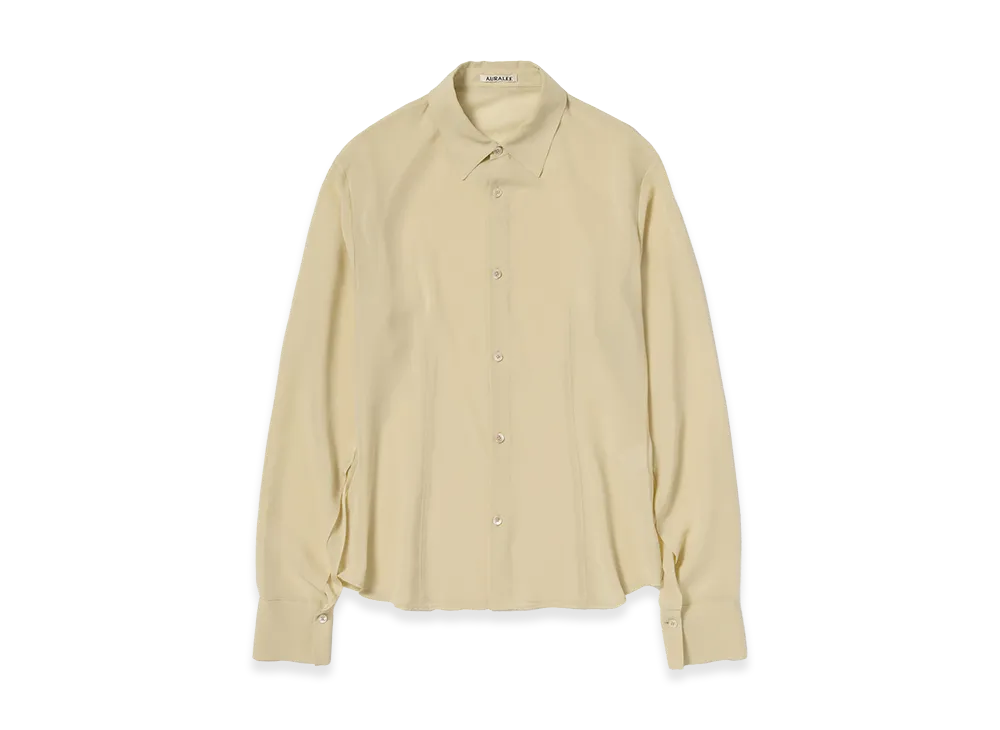 AURALEE Women's Airy Silk Georgette Shirt "Light Yellow"