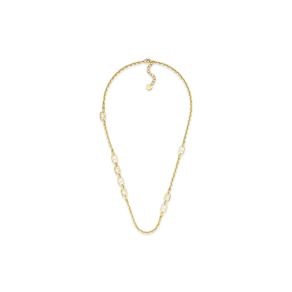 Dior 30 Montaigne Jolie Necklace Metal and Resin Pearls "Gold/White"