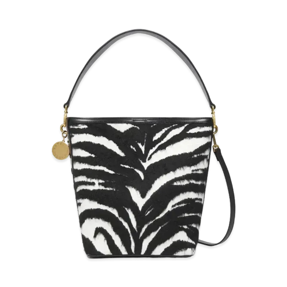 STELLA McCARTNEY Frayme Tiger Pattern Tote Bag "Black/White"