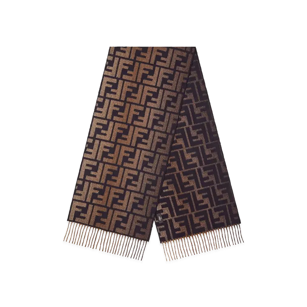 FENDI Faded-Effect FF Jacquard Wool And Cashmere Scarf "Multicolor"