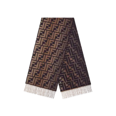 FENDI Faded-Effect FF Jacquard Wool And Cashmere Scarf "Multicolor"