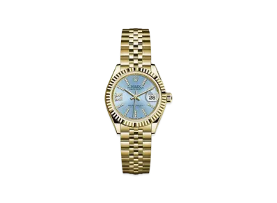 ROLEX Date-Just 28 Cornflower Blue Stripe Dial 10P Diamonds 279178G