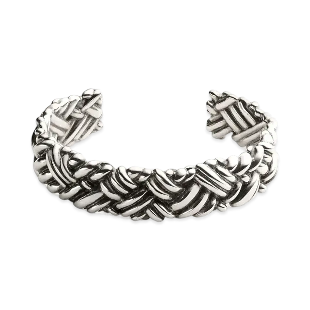 Bottega Veneta Intreccio Medium Cuff Bracelet "Silver"