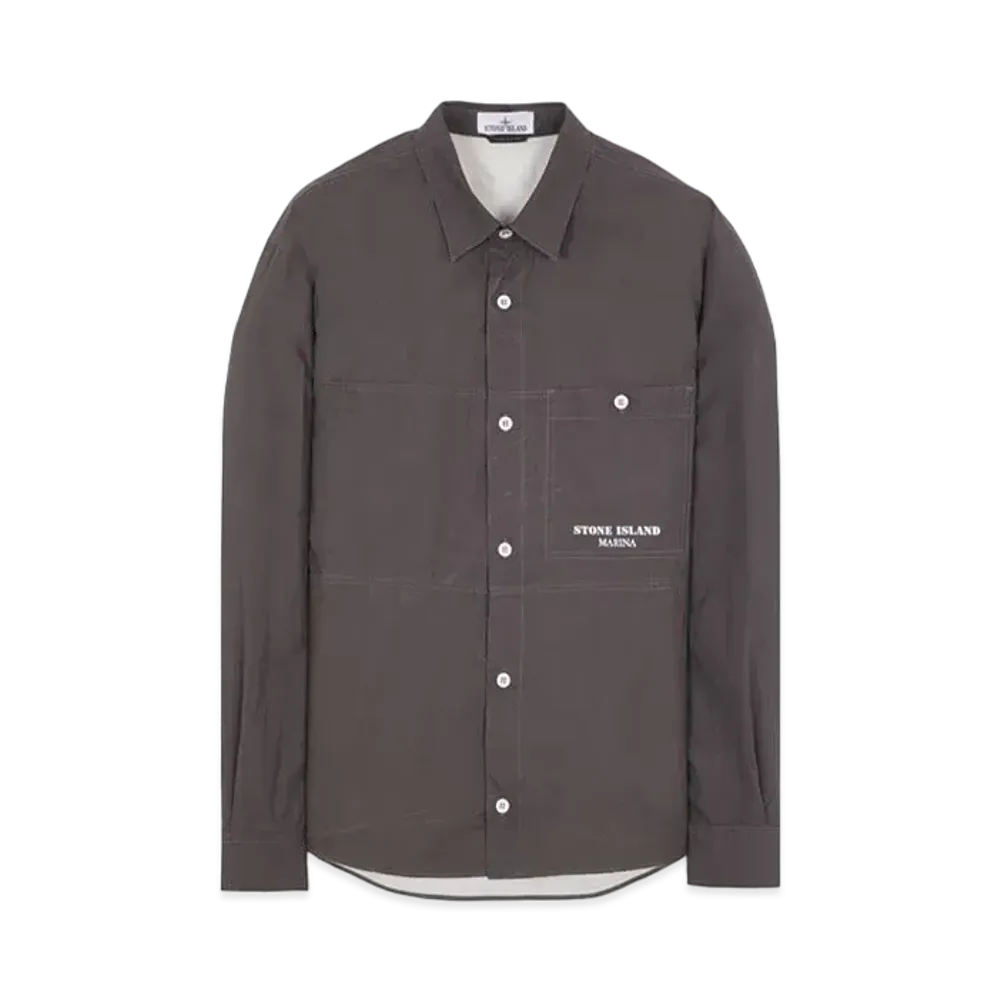 Stone Island 109x3 Stone Island Marina_Plated Cotton Canvas "Steel Grey"
