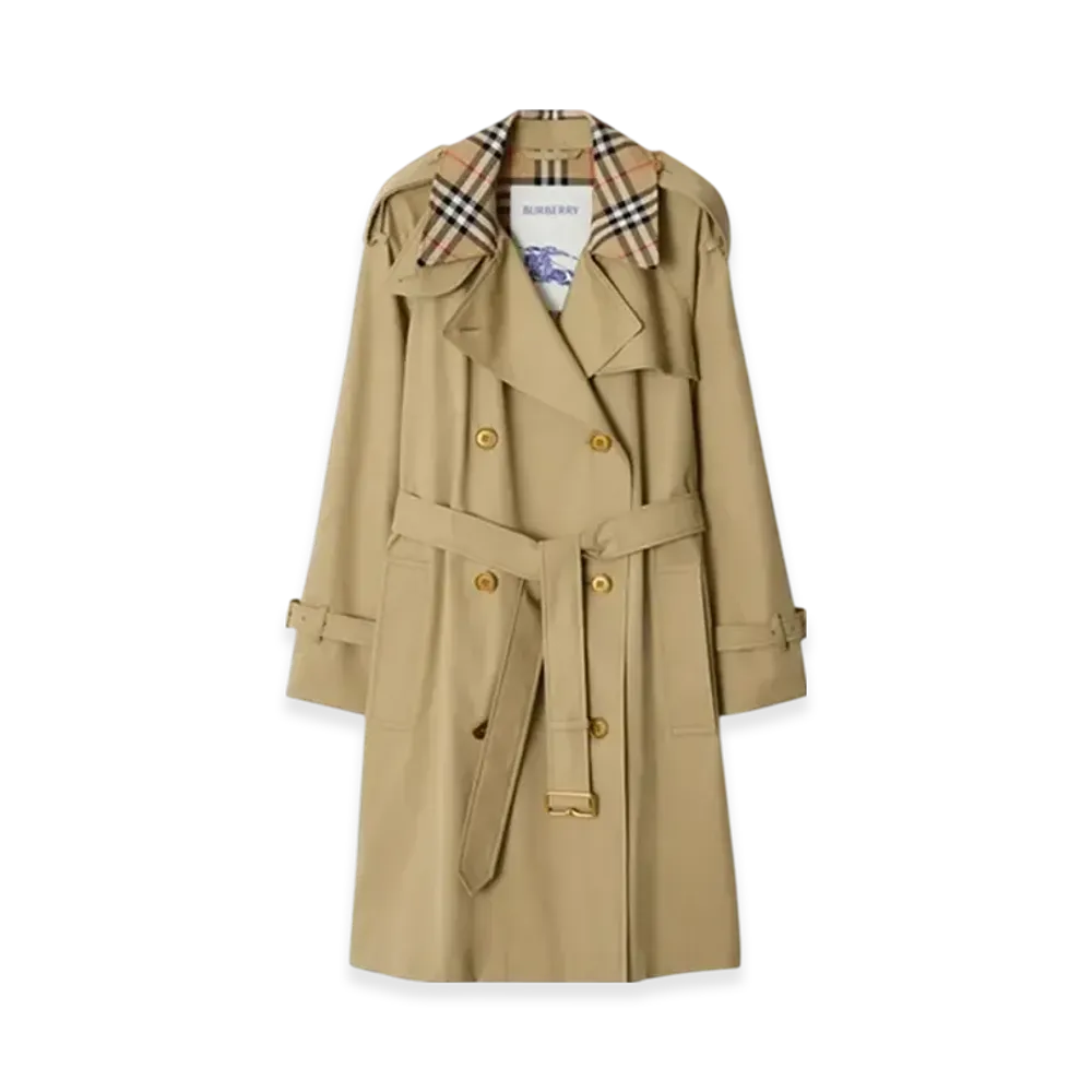 Burberry Mid-length Check Collar Castleford Trench Coat "Hamper"