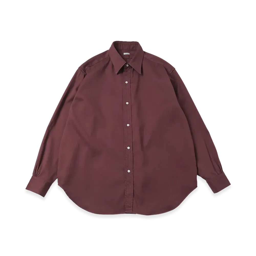 A.PRESSE Double Weave Twill Regular Collar Shirt "Burgundy"