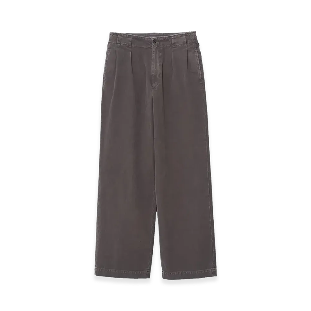 YOKE Peached Cotton Twill Garment-Dye 2Pleated Trousers "Charcoal"