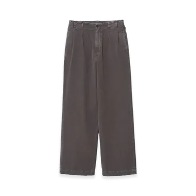 YOKE Peached Cotton Twill Garment-Dye 2Pleated Trousers "Charcoal"