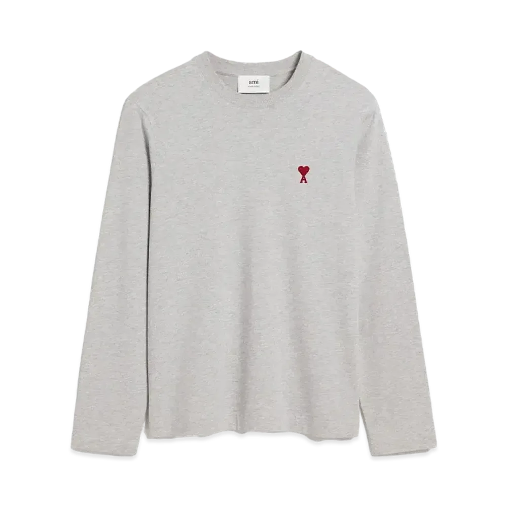 AMI PARIS Ami De Coeur Long Sleeve T-Shirt "Heather Ash Gray"