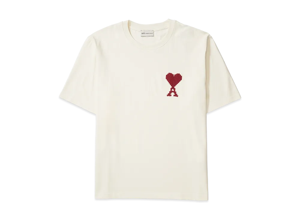 AMI PARIS Cotton Ami De Coeur Embroidered T-Shirt "White"