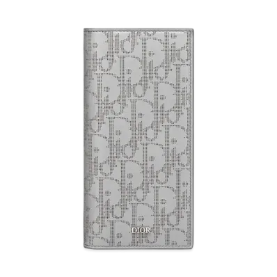 Dior Vertical Long Wallet Dior Oblique Galaxy Leather "Gray"
