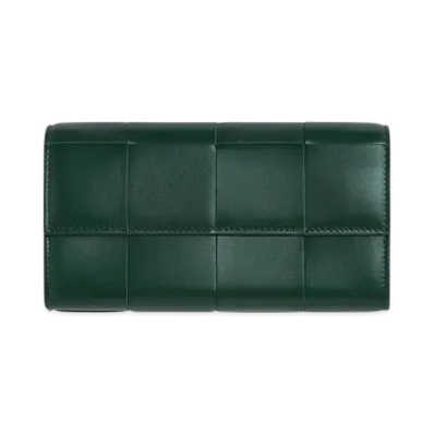 Bottega Veneta Cassette Large Flap Wallet "Emerald Green"