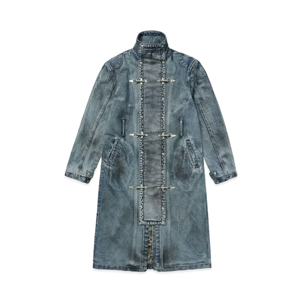 THUG CLUB Bio Soldier Denim Trench Coat "Blue"