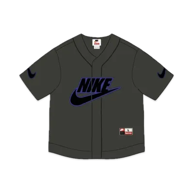 Supreme x Nike Leather Baseball Jersey "Black"