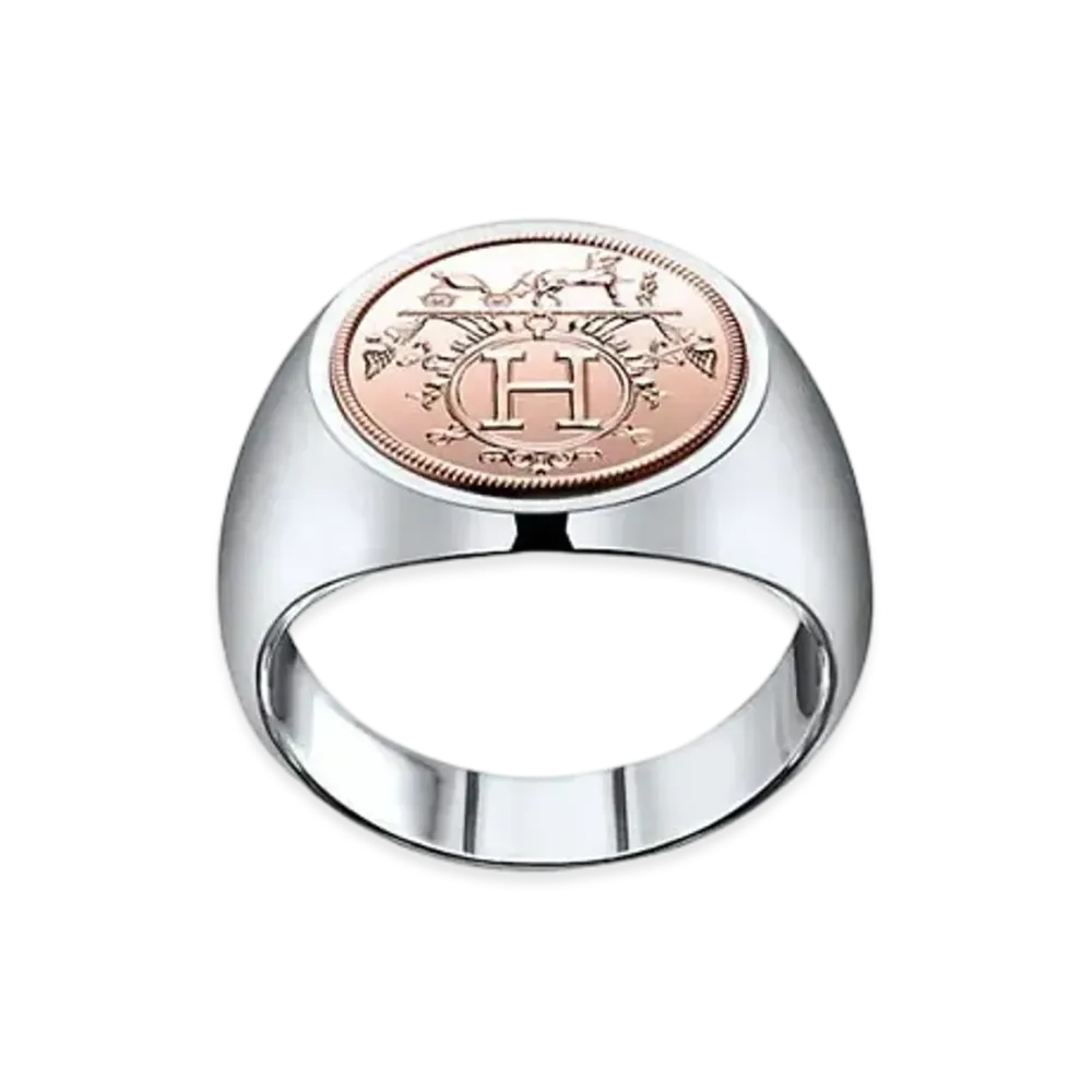 Hermes Hermes Ex-Libris Signet Ring PM "Silver/Pink Gold"