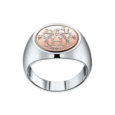 Hermes Hermes Ex-Libris Signet Ring PM "Silver/Pink Gold"