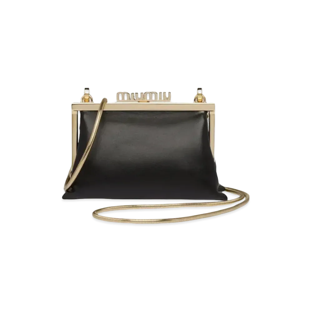 MIU MIU Shoulder Strap With Nappa Leather Wallet "Black"