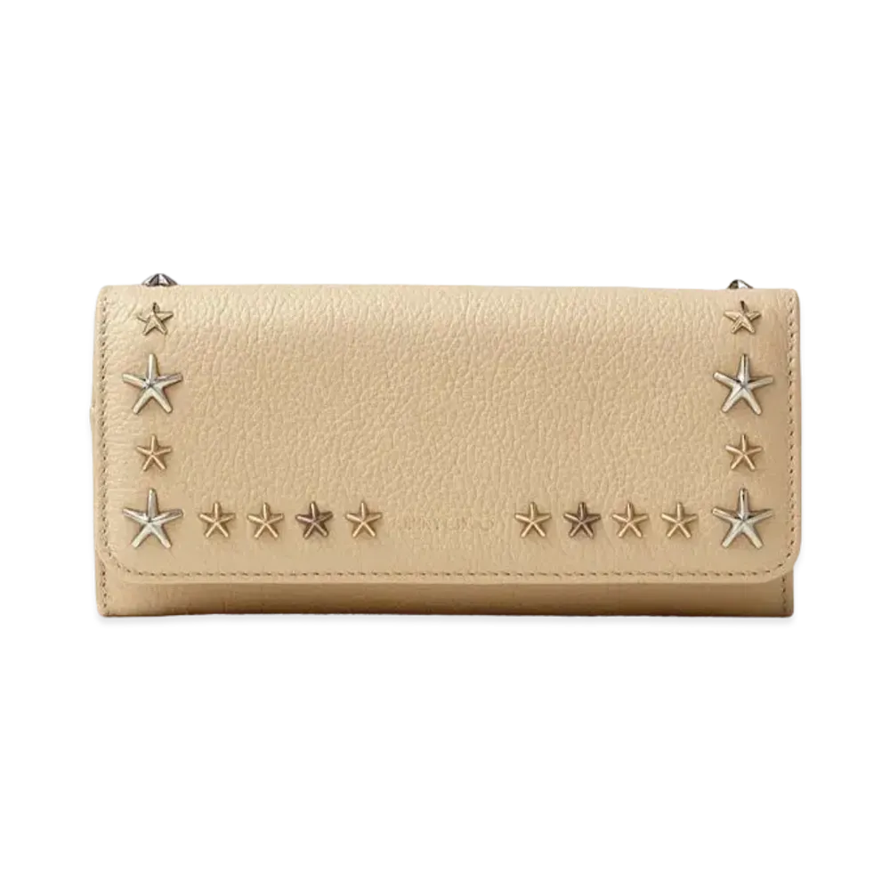 JIMMY CHOO NINO Soft Grainy Calf Leather Wallet With Star Studs "Barley"