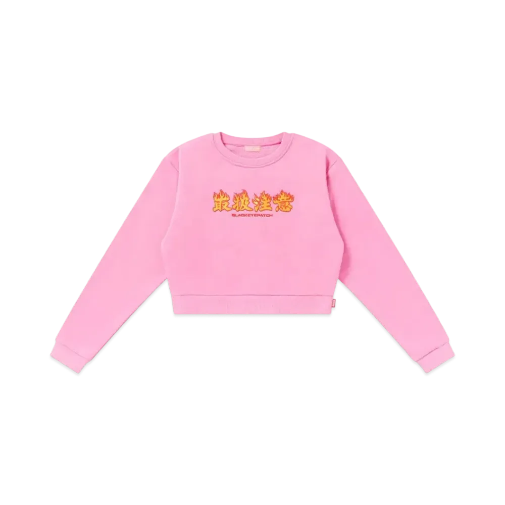 BlackEyePatch Hwc Flame Logo Embroidered Crew Sweat "Pink"