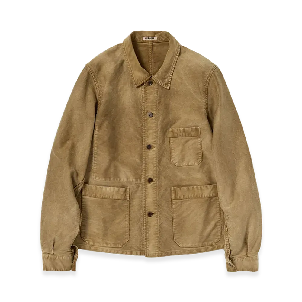 AURALEE Garment-Dyed Organic Cotton Heavy Moleskin Coverall "Faded Brown"