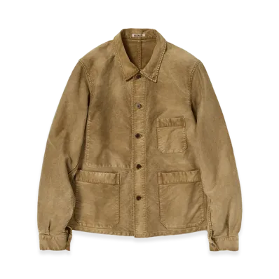 AURALEE Garment-Dyed Organic Cotton Heavy Moleskin Coverall "Faded Brown"