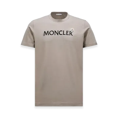 MONCLER Flocked Logo Cotton T-Shirt "Grey"