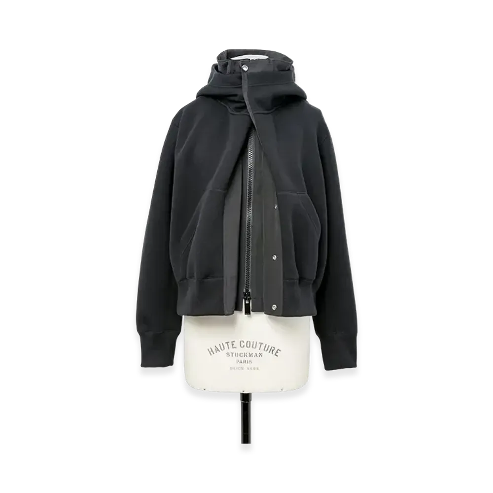 sacai Sponge Sweat x Grosgrain Hoodie "Black"