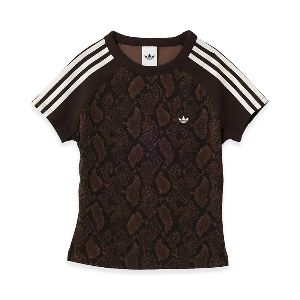 adidas Women's Snake Print Cali T-Shirt "Earth Strata/Aurora Coffee"