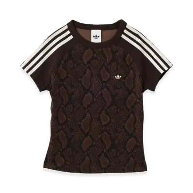 adidas Women's Snake Print Cali T-Shirt "Earth Strata/Aurora Coffee"
