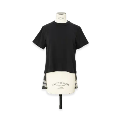 sacai Plaid Print x Cotton Jersey T-Shirt "Green/Brown"