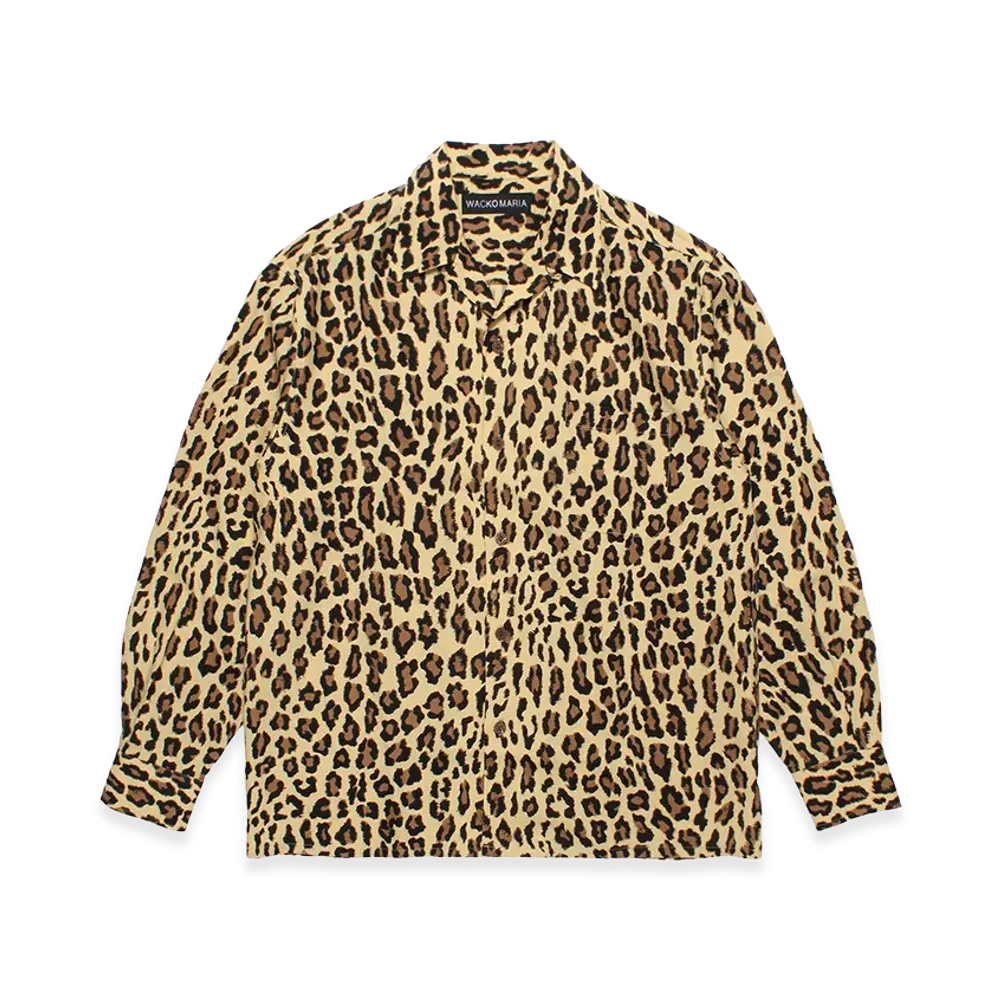 WACKO MARIA Leopard Open Collar Shirt "Brown"