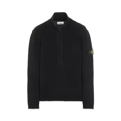 Stone Island 534A6 LAMBSWOOL WITH FABRIC DETAILS "Black"