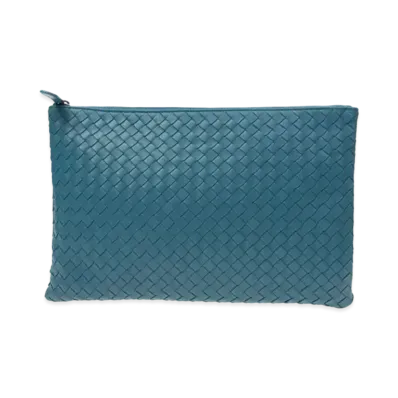 Bottega Veneta Lambskin Clutch Bag "Blue"