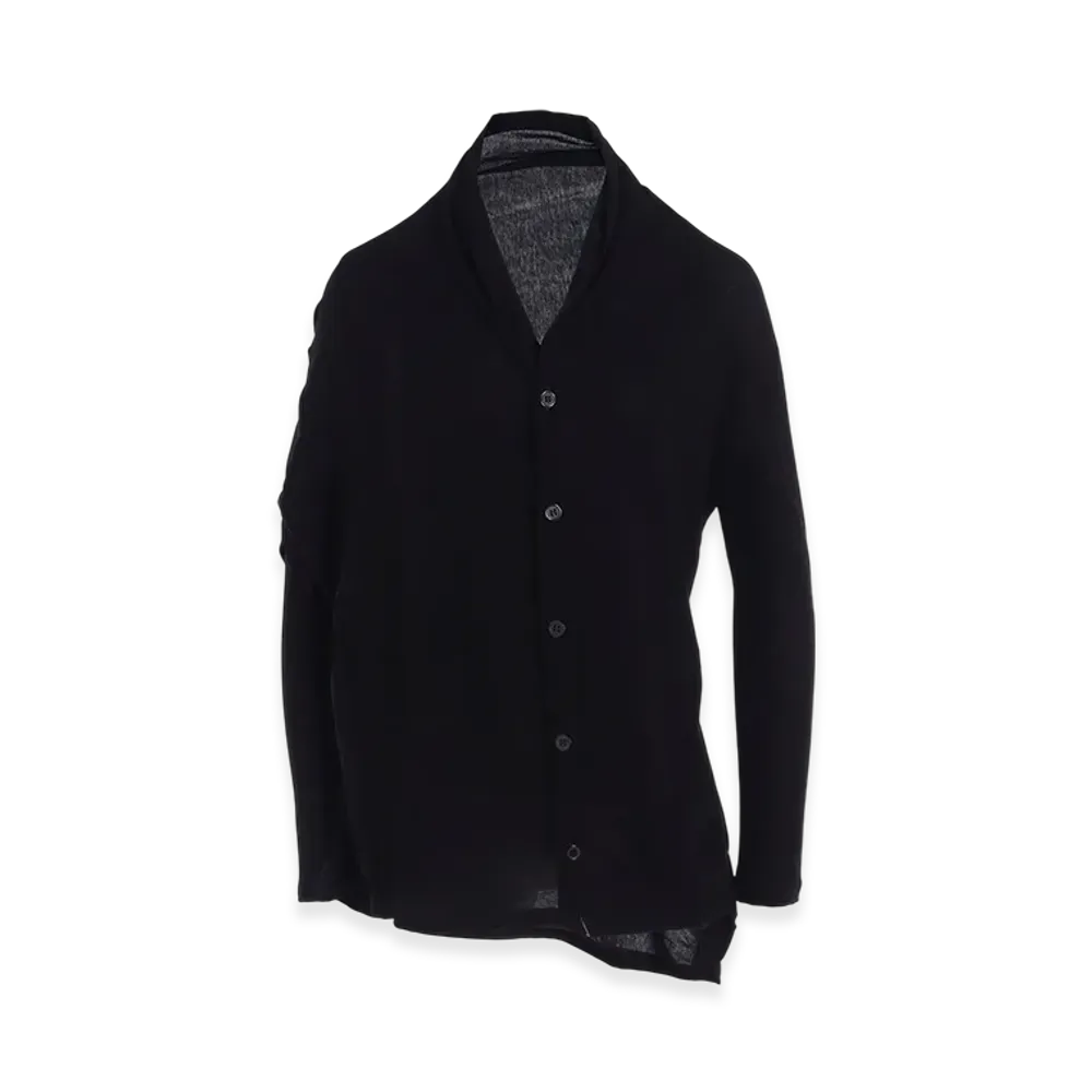 Y's 60/- Cotton Hard Twisted Long Sleeve Cardigan "Black"