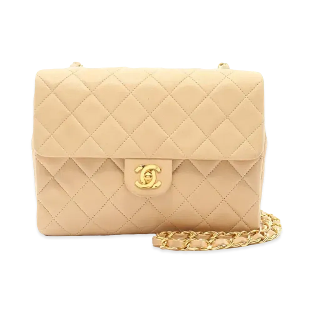 CHANEL Mini Matelasse Lambskin "Beige/Gold"