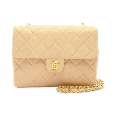 CHANEL Mini Matelasse Lambskin "Beige/Gold"