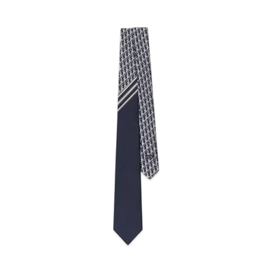 Dior Striped Dior Oblique Tie Silk "Navy Blue/White/Gray"