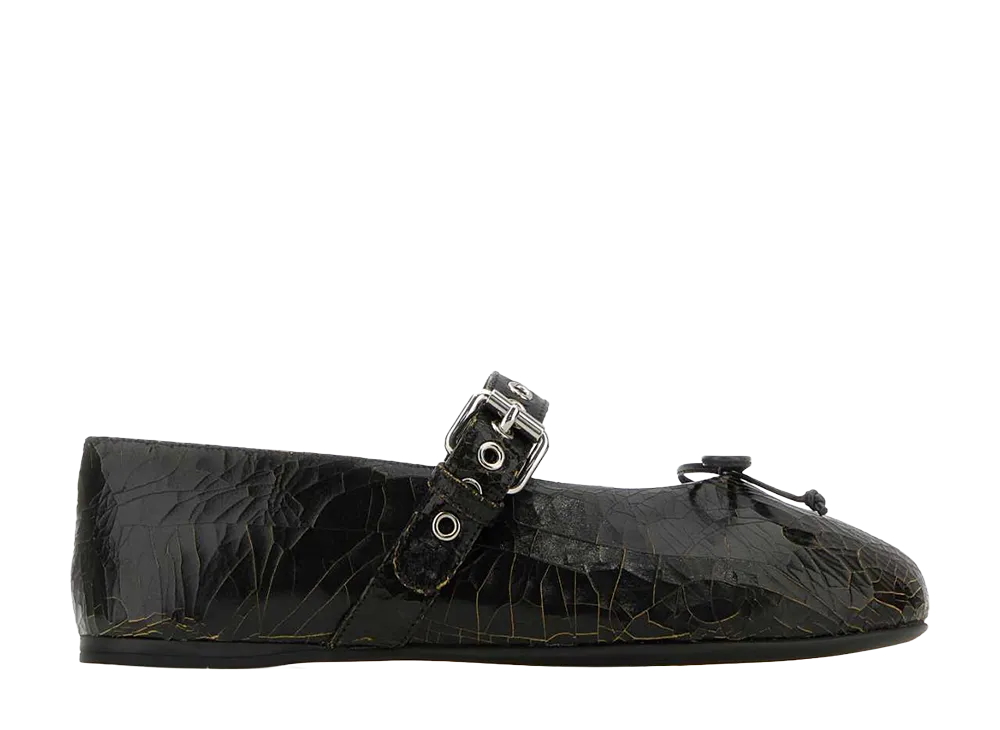 MIU MIU Women's Leather Ballerina "Black"