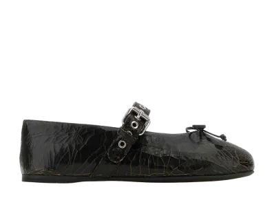 MIU MIU Women's Leather Ballerina "Black"