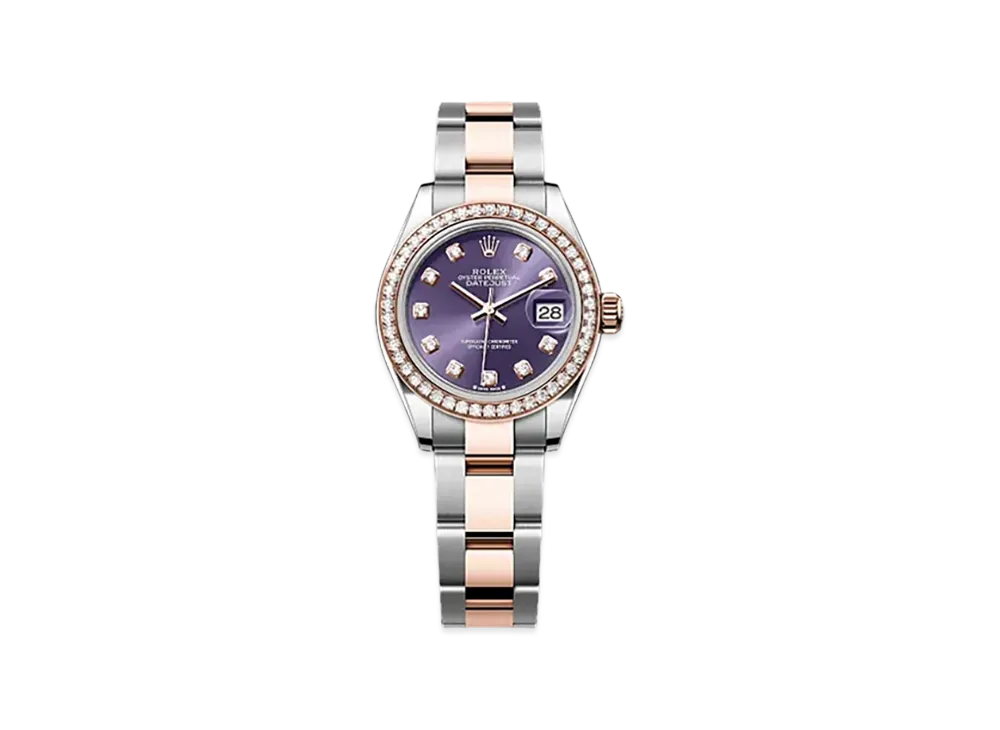 ROLEX Lady-Datejust 28mm Oystersteel & Everose Gold Diamond 279381RBR "Aubergine"