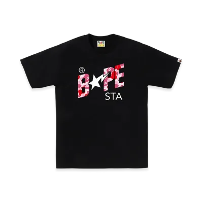 A BATHING APE Bape Sta Logo Tee "Black/Pink"